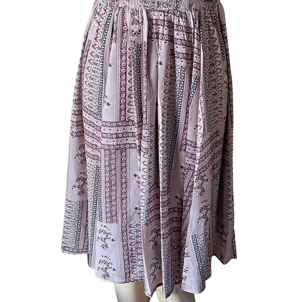 Modern Owl Mauve Pink/purple boho crochet spaghetti strap printed midi dress - Picture 10 of 13
